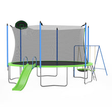 Load image into Gallery viewer, 12FT Trampoline with Slide and Swings, ASTM Approved Large Recreational Trampoline with Basketball Hoop and Ladder,Outdoor Backyard Trampoline with Net, Capacity for Kids and Adults