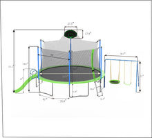 Load image into Gallery viewer, 12FT Trampoline with Slide and Swings, ASTM Approved Large Recreational Trampoline with Basketball Hoop and Ladder,Outdoor Backyard Trampoline with Net, Capacity for Kids and Adults