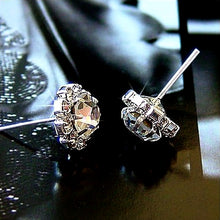 Load image into Gallery viewer, 1 Pair New Fashion Women Silver Elegant Crystal Rhinestone Ear Stud Earrings