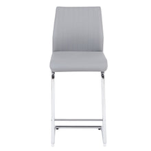 Load image into Gallery viewer, Light grey modern simple bar chair PU leather chrome metal pipe, restaurant, family bar chair set of 2