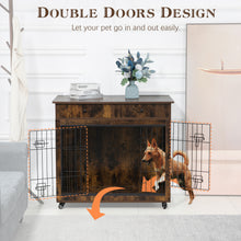 Load image into Gallery viewer, Dog Crate Furniture, Wooden Dog House, Decorative Dog Kennel with Drawer, Indoor Pet Crate End Table for Small Dog, Steel-Tube Dog Cage, Chew-Proof, Rustic Brown 31.7" L×23.2" W×33" H