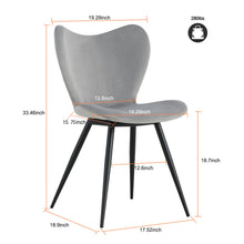 Load image into Gallery viewer, Dining chairs set of 2, Grey velvet Chair modern kitchen chair with metal leg