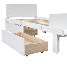 Load image into Gallery viewer, Twin Bed with Footboard Bench,2 drawers,White
