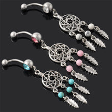 Load image into Gallery viewer, Dream Catcher Rhinestone Net Dangle Belly Navel Ring Bar Barbell Body Piercing
