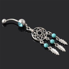 Load image into Gallery viewer, Dream Catcher Rhinestone Net Dangle Belly Navel Ring Bar Barbell Body Piercing