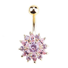 Load image into Gallery viewer, Belly Button Rings Rhinestone Snow Flower Navel Dance Body Piercing Women