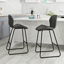 Load image into Gallery viewer, Set of 2, Leather Bar Chair with High-Density Sponge, PU Chair Counter Height Pub Kitchen Stools for Dining room,homes,bars, kitchens,Gray