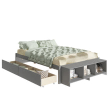 Load image into Gallery viewer, Full Size Bed with Storage Case, 2 Storage drawers, Lengthwise Support Slat,Grey