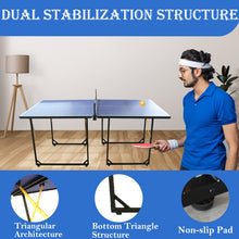 Load image into Gallery viewer, 6ft Mid-Size Table Tennis Table Foldable & Portable Ping Pong Table Set for Indoor & Outdoor Games with Net, 2 Table Tennis Paddles and 3 Balls Blue