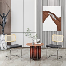 Load image into Gallery viewer, Set of 2, Leather Dining Chair with High-Density Sponge, Rattan Chair for Dining room, Living room, Bedroom, Gray