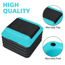 Load image into Gallery viewer, Height-Adjustable Step Aerobics Platform Fitness Equipment Stepper Trainer Exercise Step Platform with 4 Riser Green
