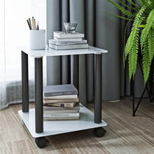 Load image into Gallery viewer, 1-Piece White+Black Side Table , 2-Tier Space End Table ,Modern Night Stand, Sofa table, Side Table with Storage Shelve