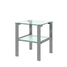 Load image into Gallery viewer, Glass two layer tea table, small round table, bedroom corner table, living room grey side table