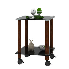 Load image into Gallery viewer, 1-Piece Black + Walnut Side Table , 2-Tier Space End Table ,Modern Night Stand, Sofa table, Side Table with Storage Shelve