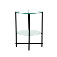 Load image into Gallery viewer, 2-layer Tempered Glass End Table, Round Coffee Table for Bedroom Living Room Office