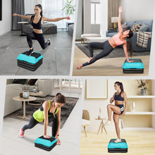 Load image into Gallery viewer, Height-Adjustable Step Aerobics Platform Fitness Equipment Stepper Trainer Exercise Step Platform with 4 Riser Green