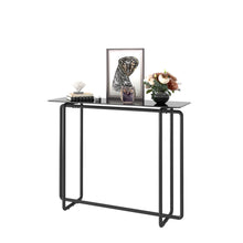Load image into Gallery viewer, Console Table single layer tempered glass rectangular porch table black leg double tempered glass tea table,Black