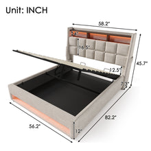Load image into Gallery viewer, Full size Upholstered Platform bed with a Hydraulic Storage System, LED and USB Charging, Natural (without mattress)