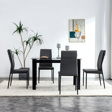 Load image into Gallery viewer, Dining chairs set of 4, Black modern kitchen chair with metal leg
