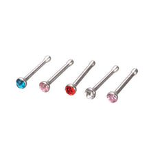 Load image into Gallery viewer, 24Pcs Crystal Rhinestone Nose Ring Bone Stud Bar Surgical Steel Piercing Jewelry