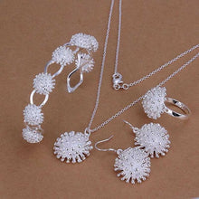 Load image into Gallery viewer, New 925 Sterling Silver Plated Earring Ring Open Bracelet Necklace Jewelry Set