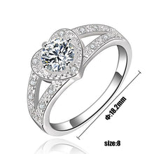 Load image into Gallery viewer, Fashion 925 Sterling Silver Wedding Rhinestone Crystal Heart Ring Jewelry
