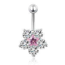 Load image into Gallery viewer, Crystal Rhinestone Star Flower Navel Ring Belly Button Bar Body Piercing Jewelry