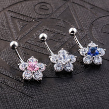 Load image into Gallery viewer, Crystal Rhinestone Star Flower Navel Ring Belly Button Bar Body Piercing Jewelry
