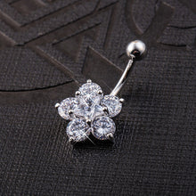 Load image into Gallery viewer, Crystal Rhinestone Star Flower Navel Ring Belly Button Bar Body Piercing Jewelry