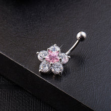 Load image into Gallery viewer, Crystal Rhinestone Star Flower Navel Ring Belly Button Bar Body Piercing Jewelry