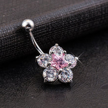 Load image into Gallery viewer, Crystal Rhinestone Star Flower Navel Ring Belly Button Bar Body Piercing Jewelry