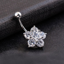 Load image into Gallery viewer, Crystal Rhinestone Star Flower Navel Ring Belly Button Bar Body Piercing Jewelry