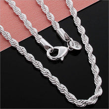 Load image into Gallery viewer, Unisex 925 Sterling Silver Plated Twisted Rope Chain Necklace Classic Jewelry