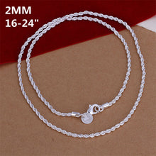 Load image into Gallery viewer, Unisex 925 Sterling Silver Plated Twisted Rope Chain Necklace Classic Jewelry