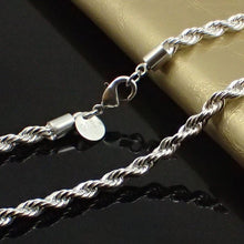 Load image into Gallery viewer, Unisex 925 Sterling Silver Plated Twisted Rope Chain Necklace Classic Jewelry