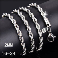 Load image into Gallery viewer, Unisex 925 Sterling Silver Plated Twisted Rope Chain Necklace Classic Jewelry