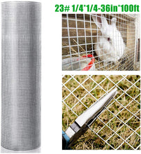 Load image into Gallery viewer, Hardware Cloth 1/4 inch 36in x 100ft 23 Gauge, Hot-dip Galvanized After Welding Chicken Wire Fence Roll Garden Plant Welded Metal Wire Fencing Roll, Rabbit Cages Snake Fence
