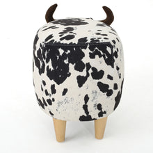 Load image into Gallery viewer, Black and White Velvet Cow-Shaped Ottoman, Cute Wood Foot Stool Shoes Changing Seat with Cushioned for Adult Living Room, Bedroom, Nursery Gameroom, Playroom, Porch Furniture