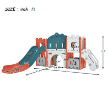 Load image into Gallery viewer, Kids Slide Playset Structure, Freestanding Castle Climber with Slide and Basketball Hoop, Toy Storage Organizer for Toddlers, Kids Climbers Playhouse for Indoor Outdoor Playground Activity