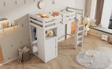 Load image into Gallery viewer, Twin Loft Bed with Wardrobe, Storage Shelves and Ladder, White
