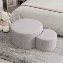 Load image into Gallery viewer, Upholstered Nesting Coffee Tables (Set of 2), Side Table, Footrest, Ottoman & Seat for Living Room Bedroom Entryway Office, Beige Yarn Dyed Fabric