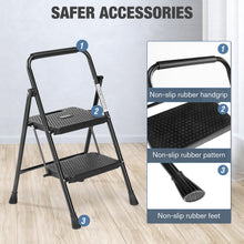 Load image into Gallery viewer, 2 Non-slip step ladder, quick folding steel ladder Sturdy metal supported household tools for home/office work at altitude, portable step tools