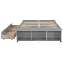 Load image into Gallery viewer, Full Size Bed with Storage Case, 2 Storage drawers, Lengthwise Support Slat,Grey