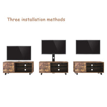 Load image into Gallery viewer, Rustic Brown TV Console with push-to-open Storage Cabinet for TV up to 65in Wood &glass TV Stand for Living Room Bedroom