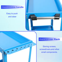 Load image into Gallery viewer, Tool Cart on Wheels, Heavy Duty Steel Utility Cart w/Lockable Wheels, 400 LBS Capacity Industrial Service Cart for Garage, Warehouse, Workshop (Two-layer Bright Blue)