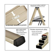 Load image into Gallery viewer, 3 step ladder, aluminum alloy ladder, folding ladder, with wide non-skid pedals 300 lb capacity home office portable ladder, light and strong compact, can be used in the study bedroom kitchen office