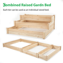 Load image into Gallery viewer, 48.6 x 48.6 x 21in Raised Garden Bed Horticulture Outdoor Elevated Flower Box Tiered Garden Bed Wooden Vegetables Growing Planter for Backyard/Patio/Gardener Natural