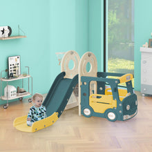 Load image into Gallery viewer, Kids Slide with Bus Play Structure, Freestanding Bus Toy with Slide for Toddlers, Bus Slide Set with Basketball Hoop