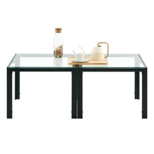 Load image into Gallery viewer, Coffee Table Set of 2, Square Modern Table with Tempered Glass Finish for Living Room,Transparent