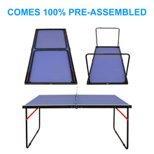 Load image into Gallery viewer, Table Tennis Table Midsize Foldable & Portable Ping Pong Table Set with Net and 2 Ping Pong Paddles for Indoor Outdoor Game